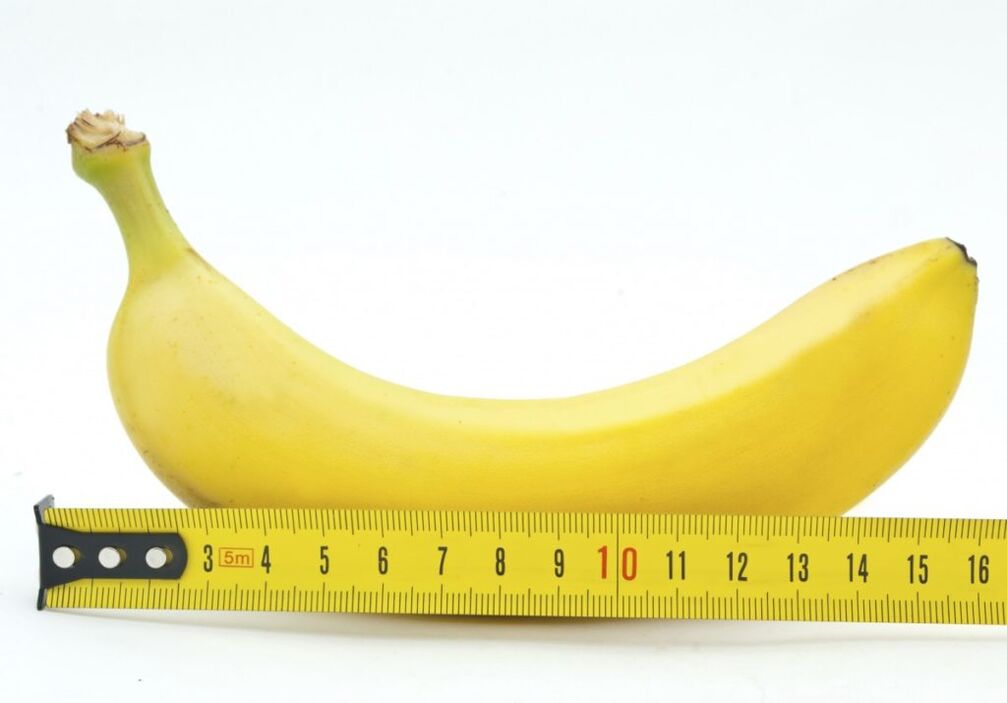 banano matavimas simbolizuoja varpos matavimą po padidinimo operacijos